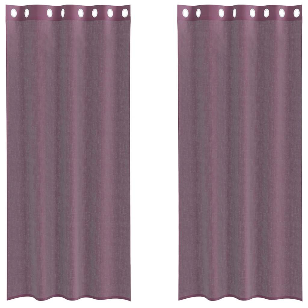 Tende in Voile con Occhielli 2 pz Viola 140x245 cm | homemem39
