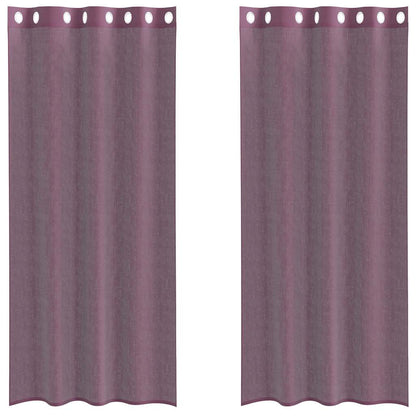 Tende in Voile con Occhielli 2 pz Viola 140x245 cm | homemem39