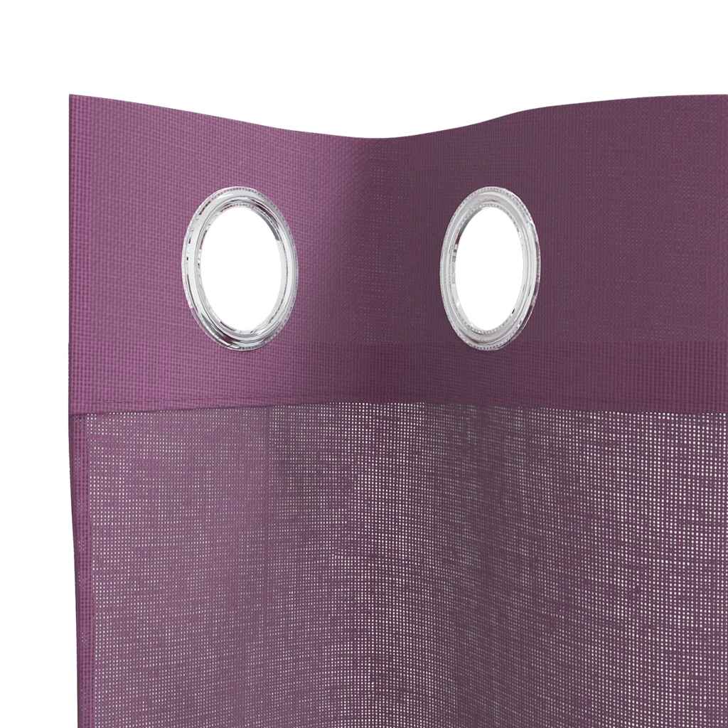 Tende in Voile con Occhielli 2 pz Viola 140x260 cm