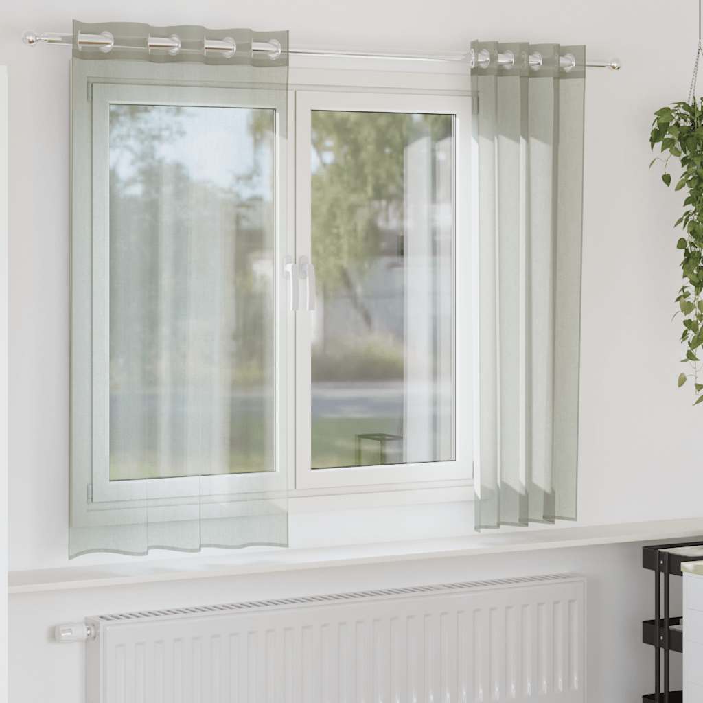 Tende in Voile con Occhielli 2 pz Grigio Chiaro 140x140 cm | homemem39