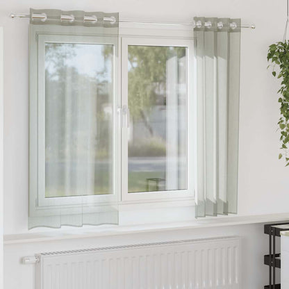 Tende in Voile con Occhielli 2 pz Grigio Chiaro 140x175 cm