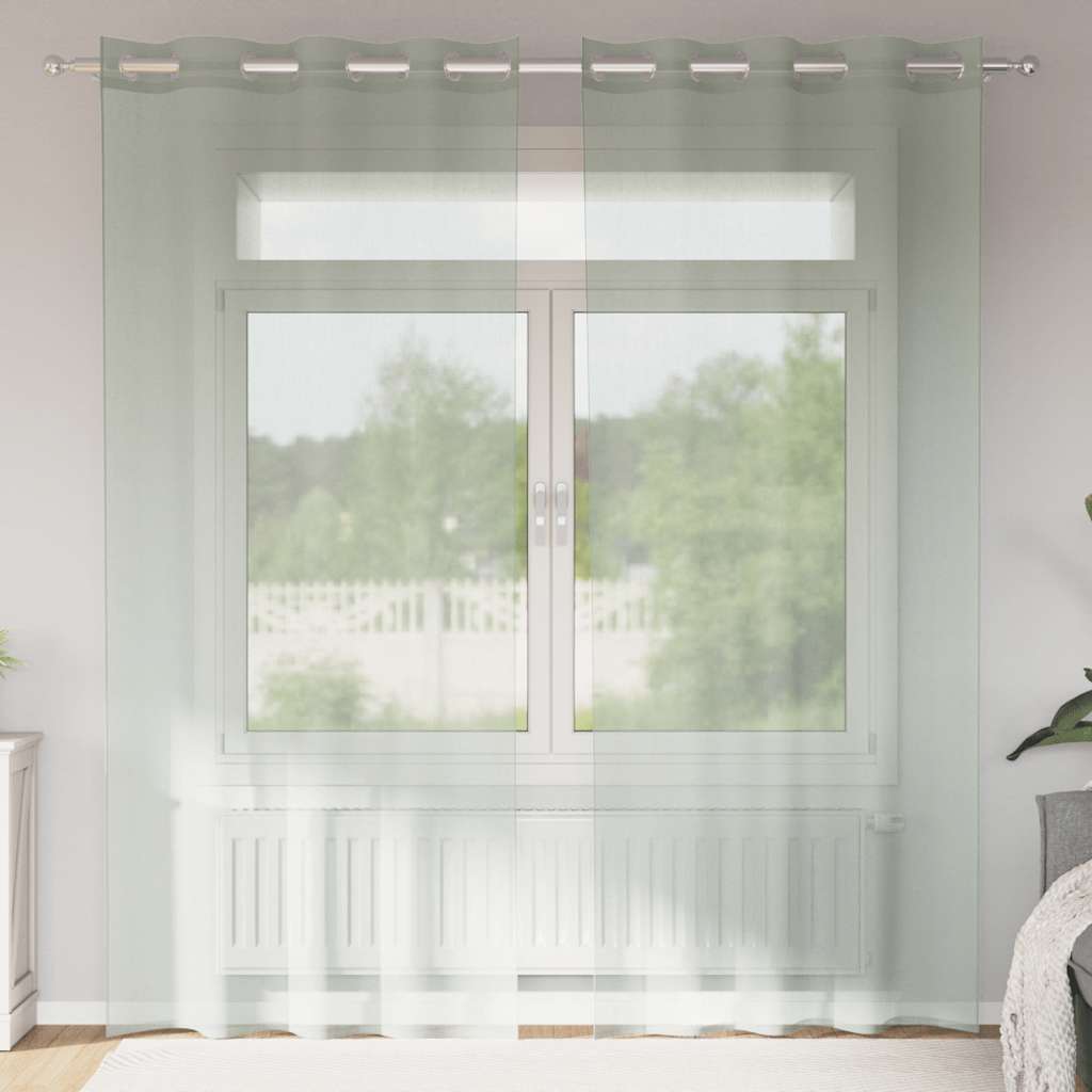 Tende in Voile con Occhielli 2 pz Grigio Chiaro 140x225 cm | homemem39