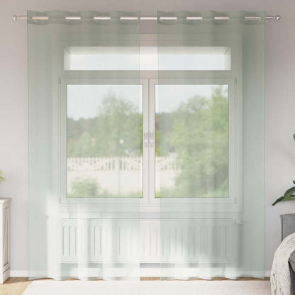 Tende in Voile con Occhielli 2 pz Grigio Chiaro 140x225 cm