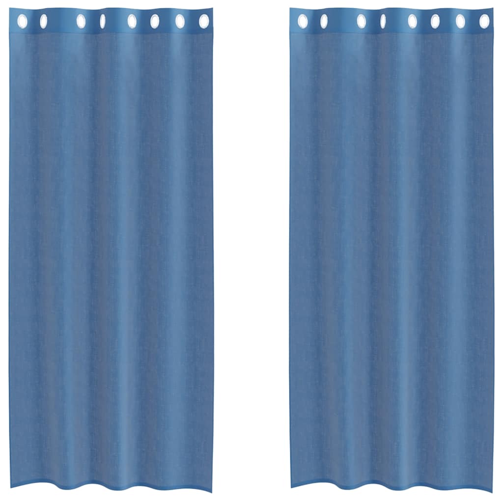 Tende in Voile con Occhielli 2 pz Blu Reale | homemem39