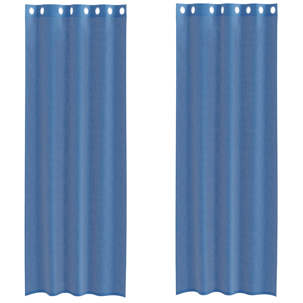 Tende in Voile con Occhielli 2 pz Blu Reale