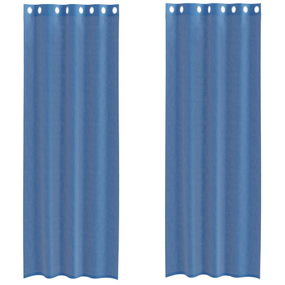 Tende in Voile con Occhielli 2 pz Blu Reale