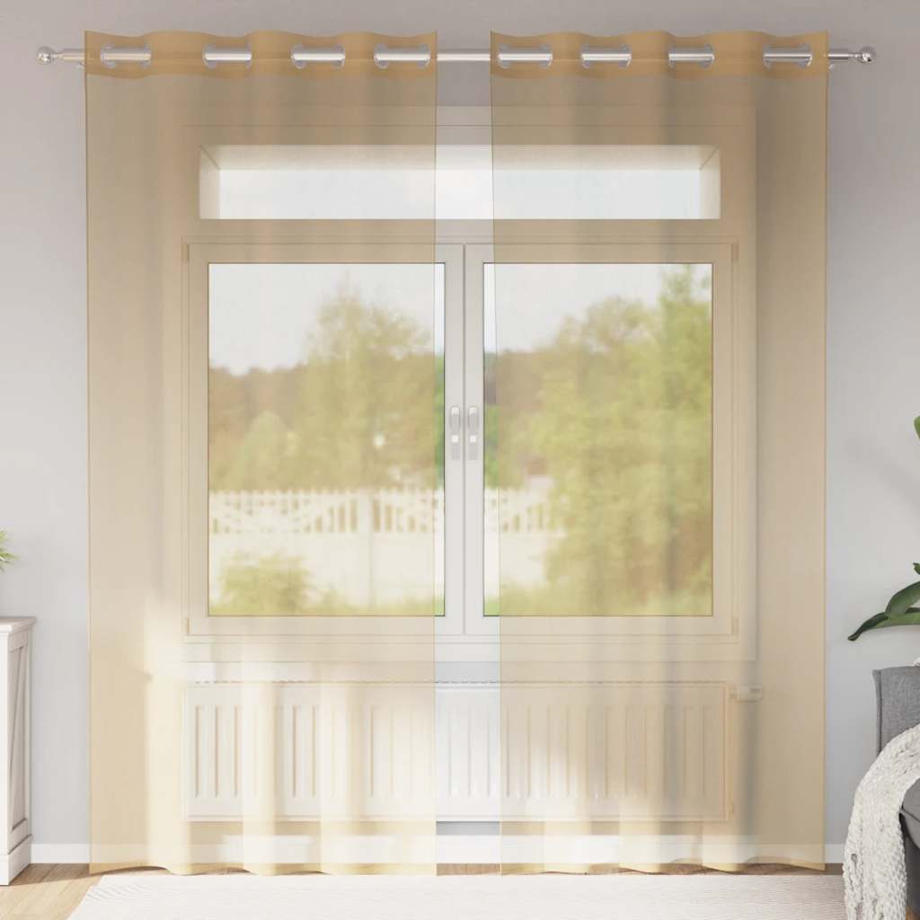 Tende in Voile con Occhielli 2 pz Sabbia