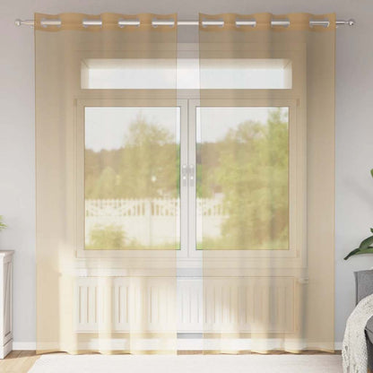 Tende in Voile con Occhielli 2 pz Sabbia | homemem39