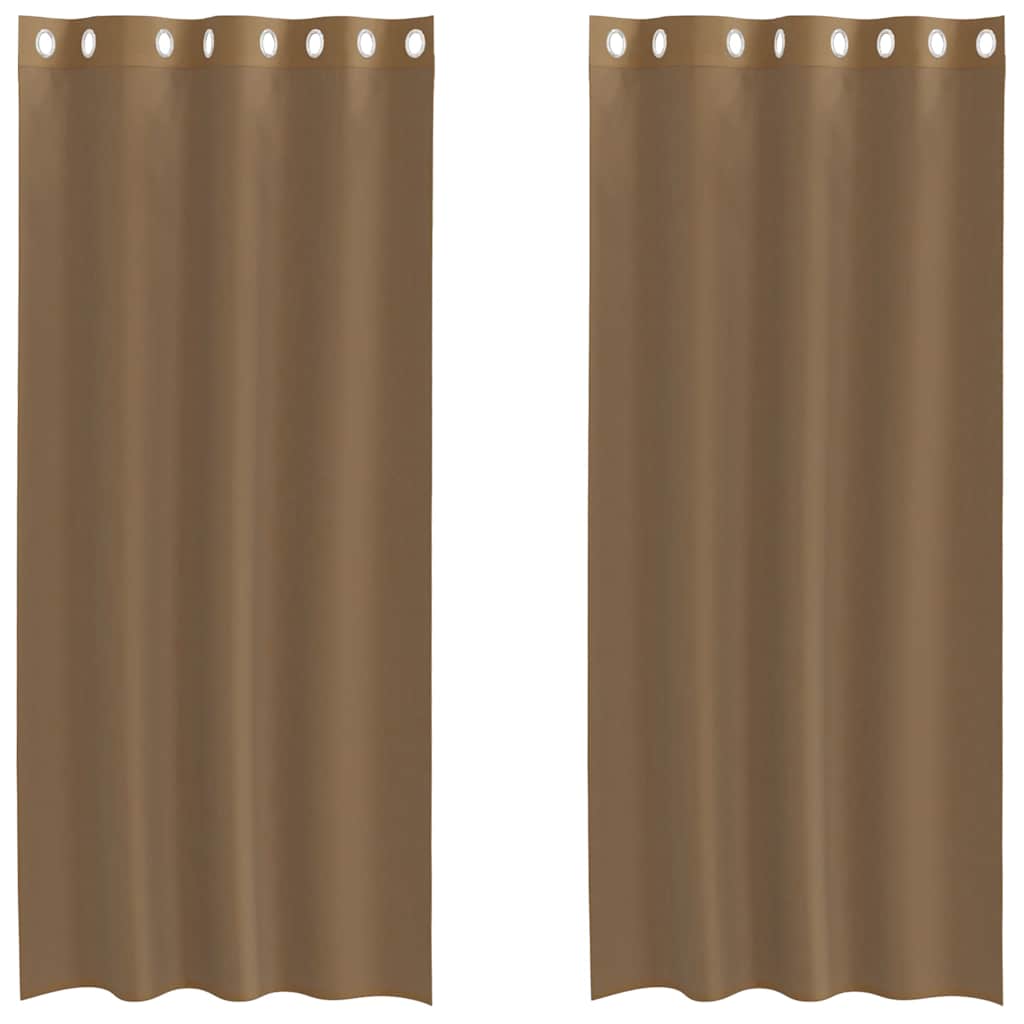 Tende in Voile con Occhielli 2 pz Marrone Chiaro | homemem39