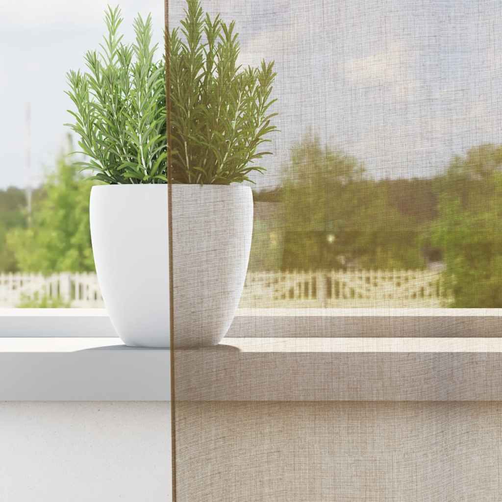 Tende in Voile con Occhielli 2 pz Marrone Chiaro | homemem39