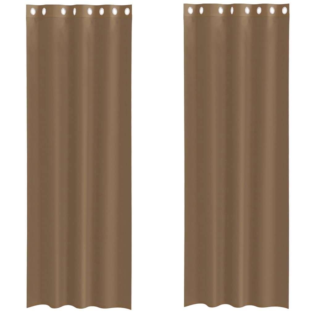 Tende in Voile con Occhielli 2 pz Marrone Chiaro
