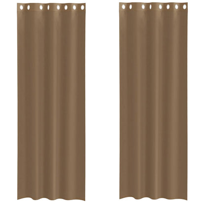 Tende in Voile con Occhielli 2 pz Marrone Chiaro