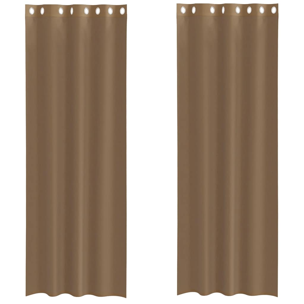 Tende in Voile con Occhielli 2 pz Marrone Chiaro | homemem39