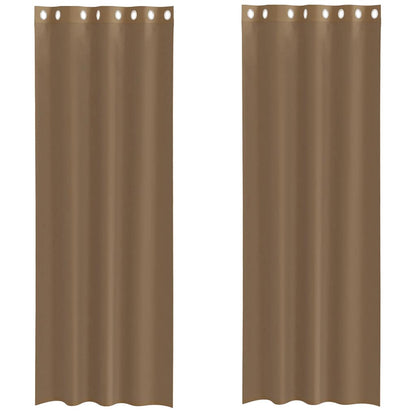 Tende in Voile con Occhielli 2 pz Marrone Chiaro