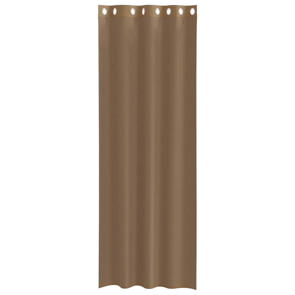 Tende in Voile con Occhielli 2 pz Marrone Chiaro