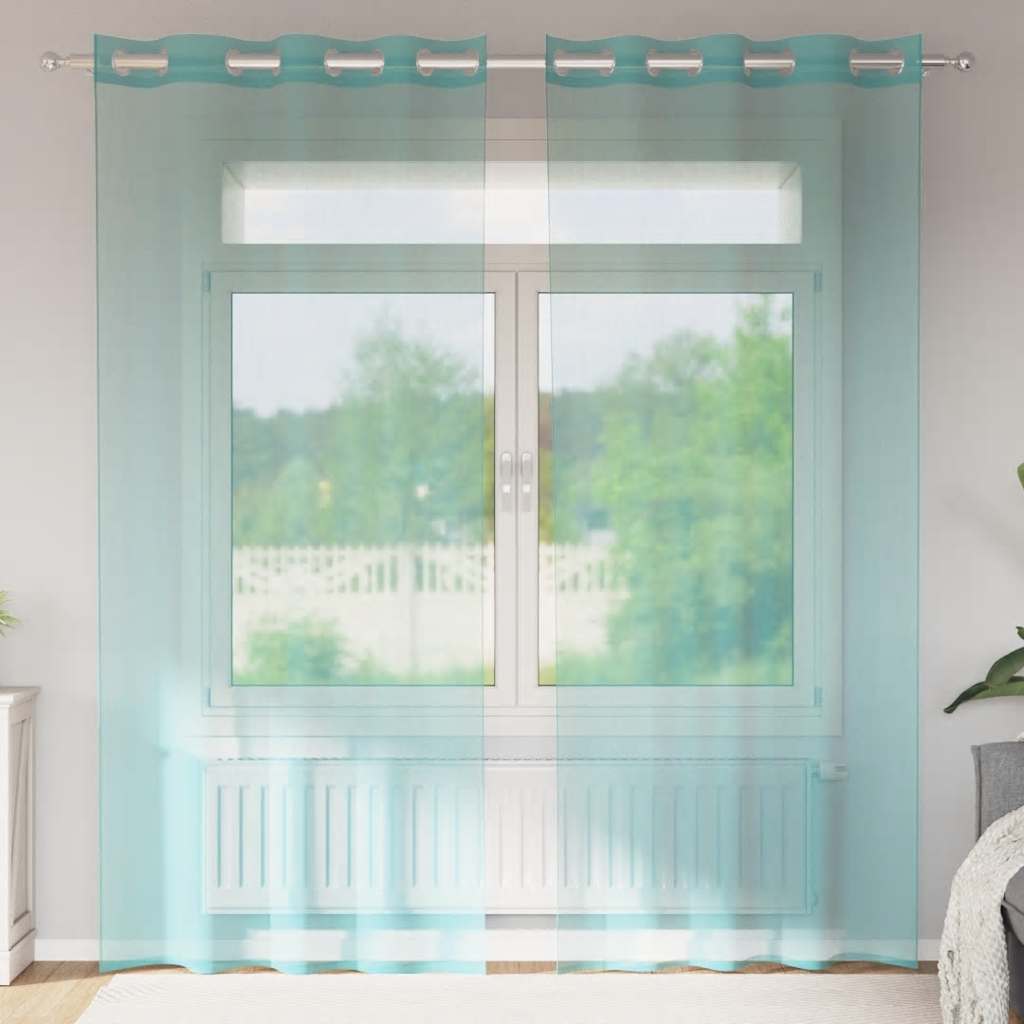 Tende in Voile con Occhielli 2 pz Turchese