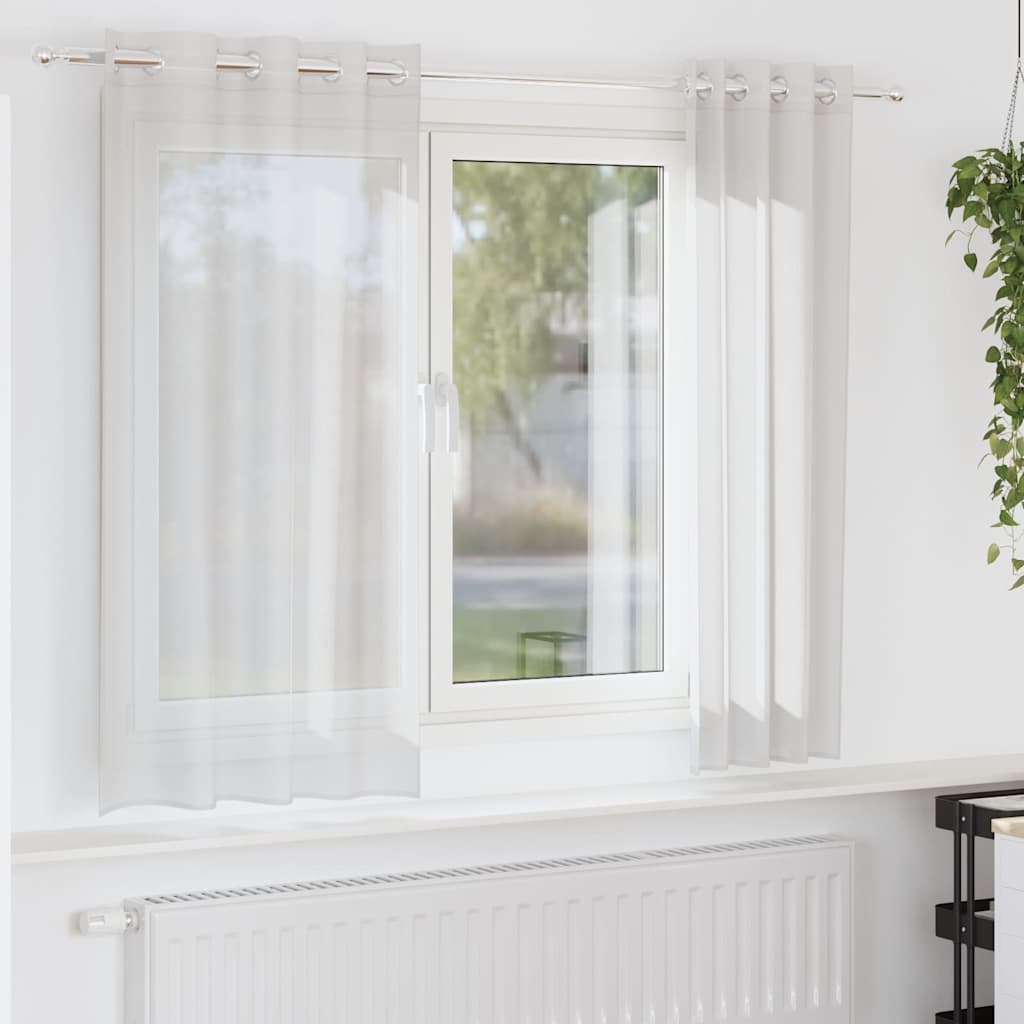 Tende in Voile con Occhielli 2 pz Bianco | homemem39