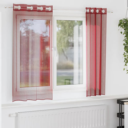 Tende in Voile con Occhielli 2 pz Rosso Vino | homemem39