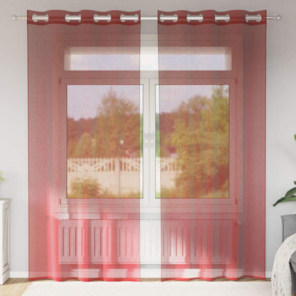 Tende in Voile con Occhielli 2 pz Rosso Vino | homemem39