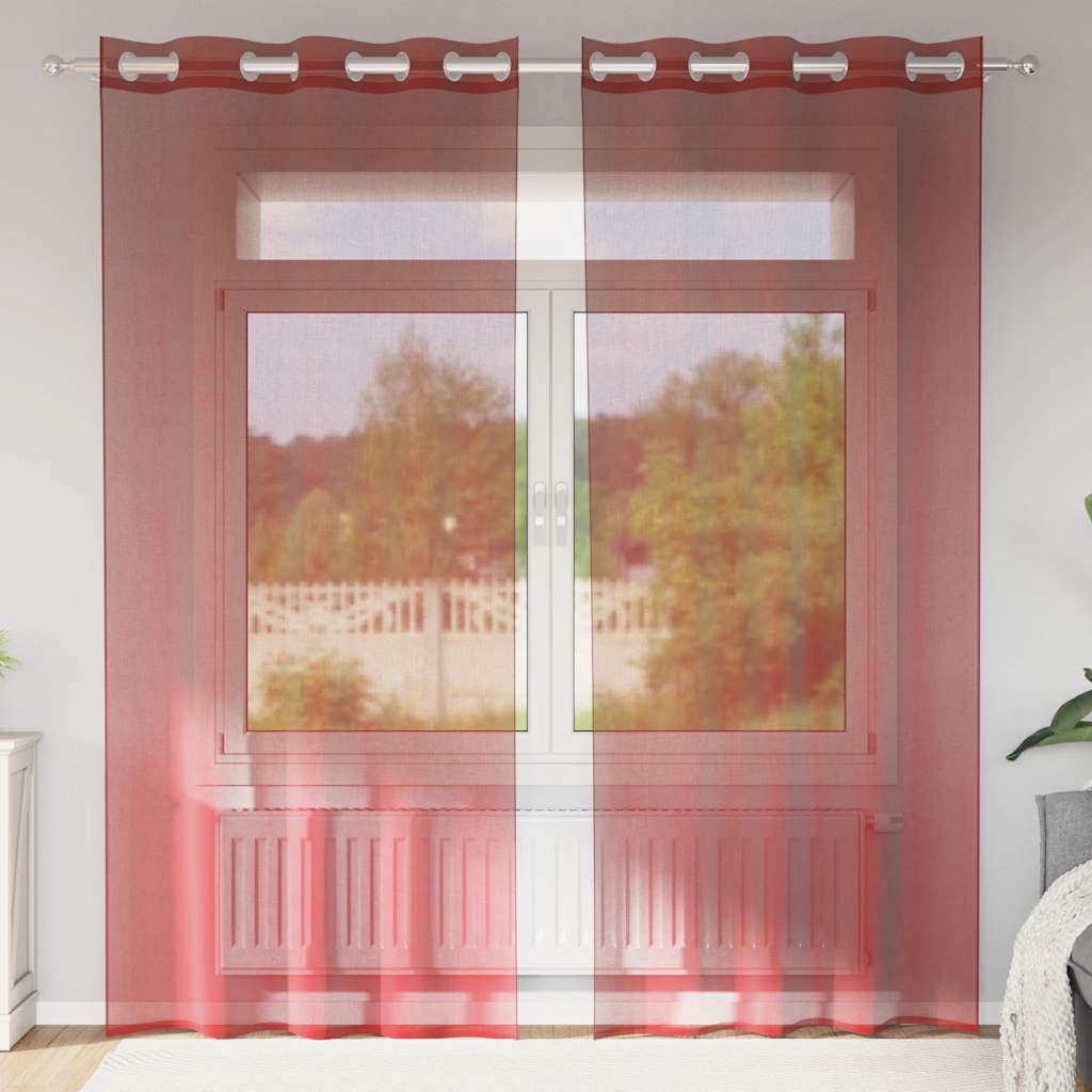 Tende in Voile con Occhielli 2 pz Rosso Vino | homemem39