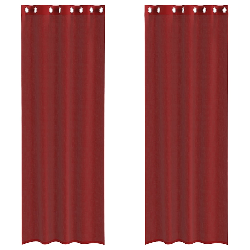 Tende in Voile con Occhielli 2 pz Rosso Vino | homemem39