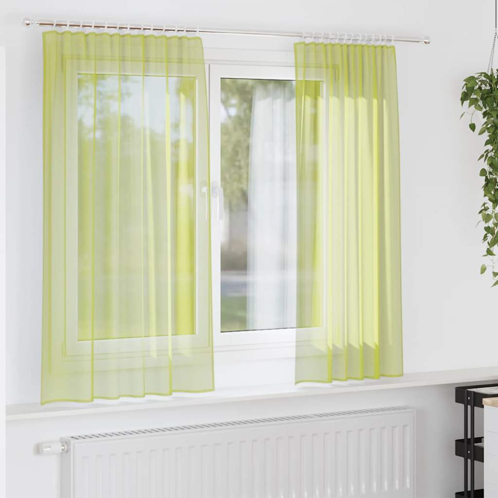 Tende in Voile con Tasche per Aste 2 pz Verde Mela | homemem39
