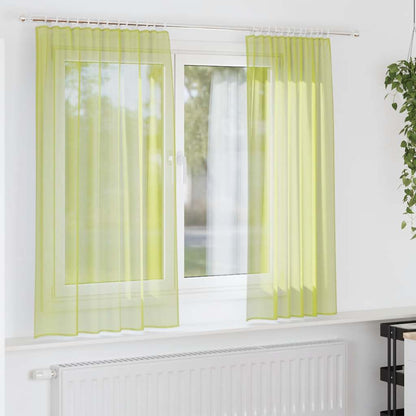 Tende in Voile con Tasche per Aste 2 pz Verde Mela | homemem39