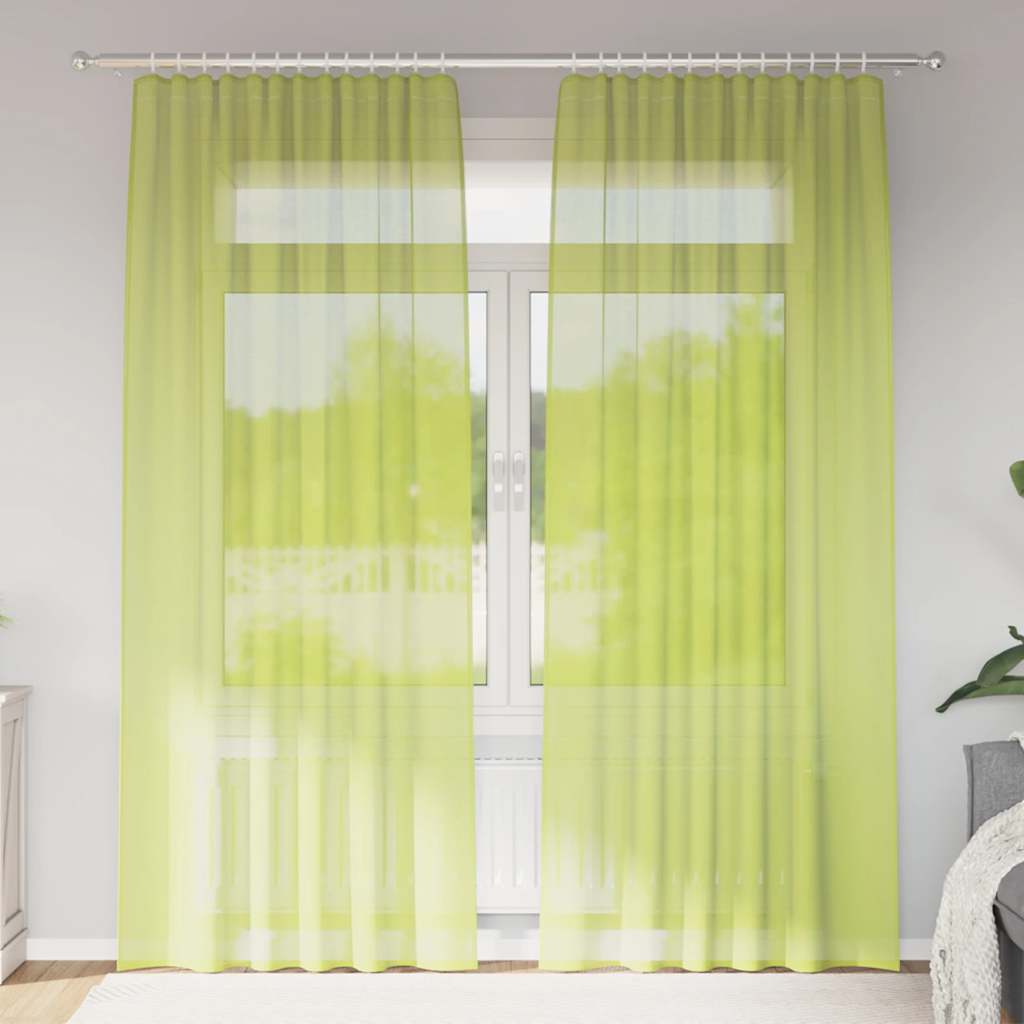 Tende in Voile con Tasche per Aste 2 pz Verde Mela | homemem39