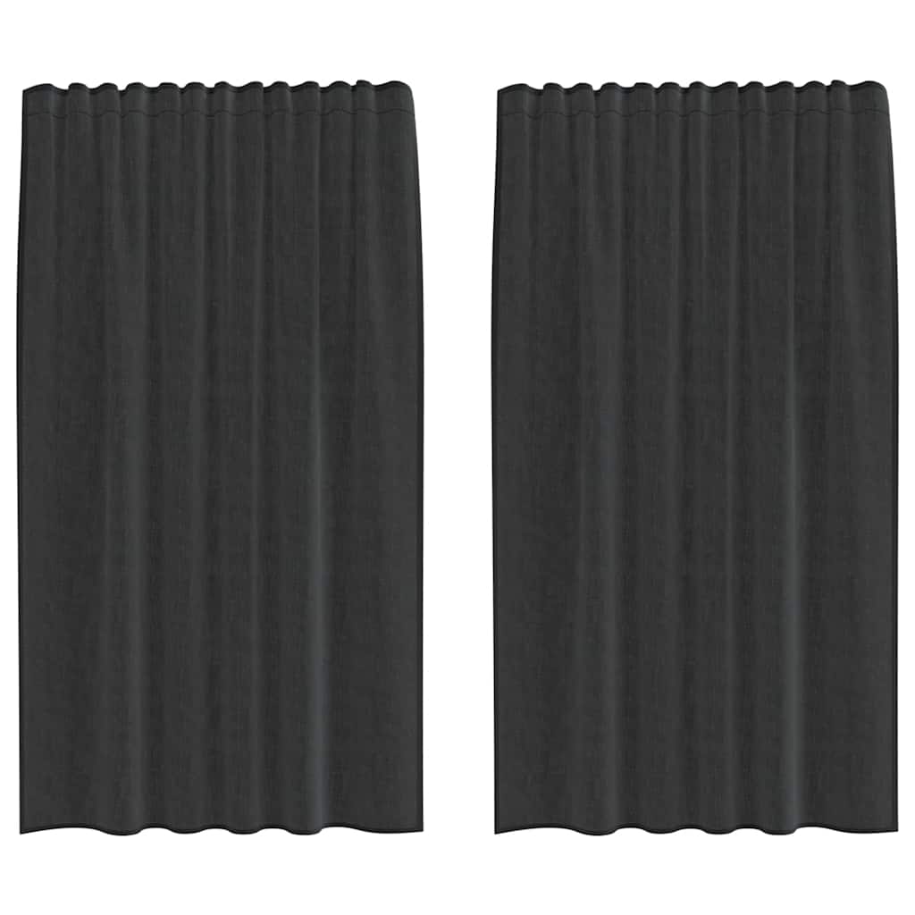 Tende in Voile con Tasche per Aste 2 pz Nero | homemem39
