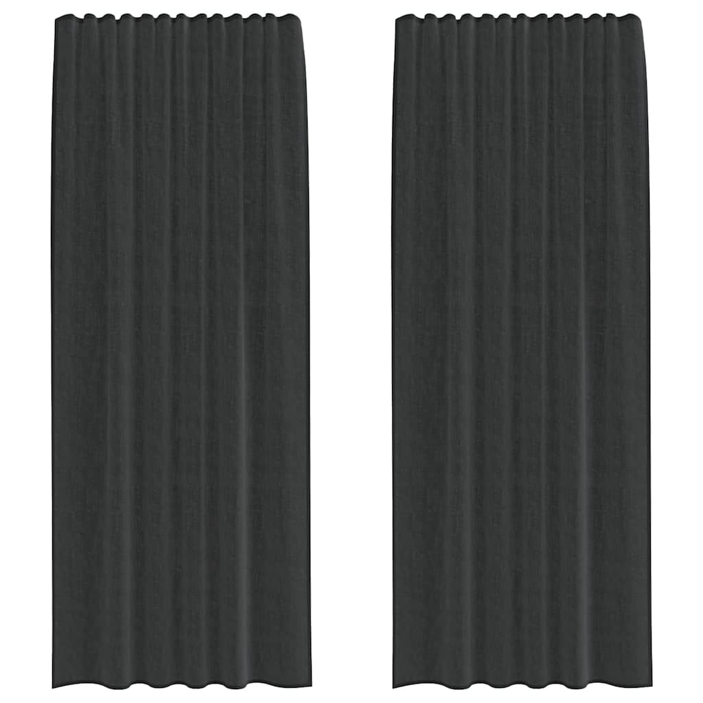 Tende in Voile con Tasche per Aste 2 pz Nero | homemem39