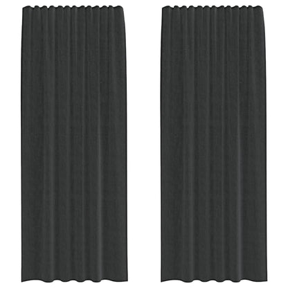 Tende in Voile con Tasche per Aste 2 pz Nero | homemem39