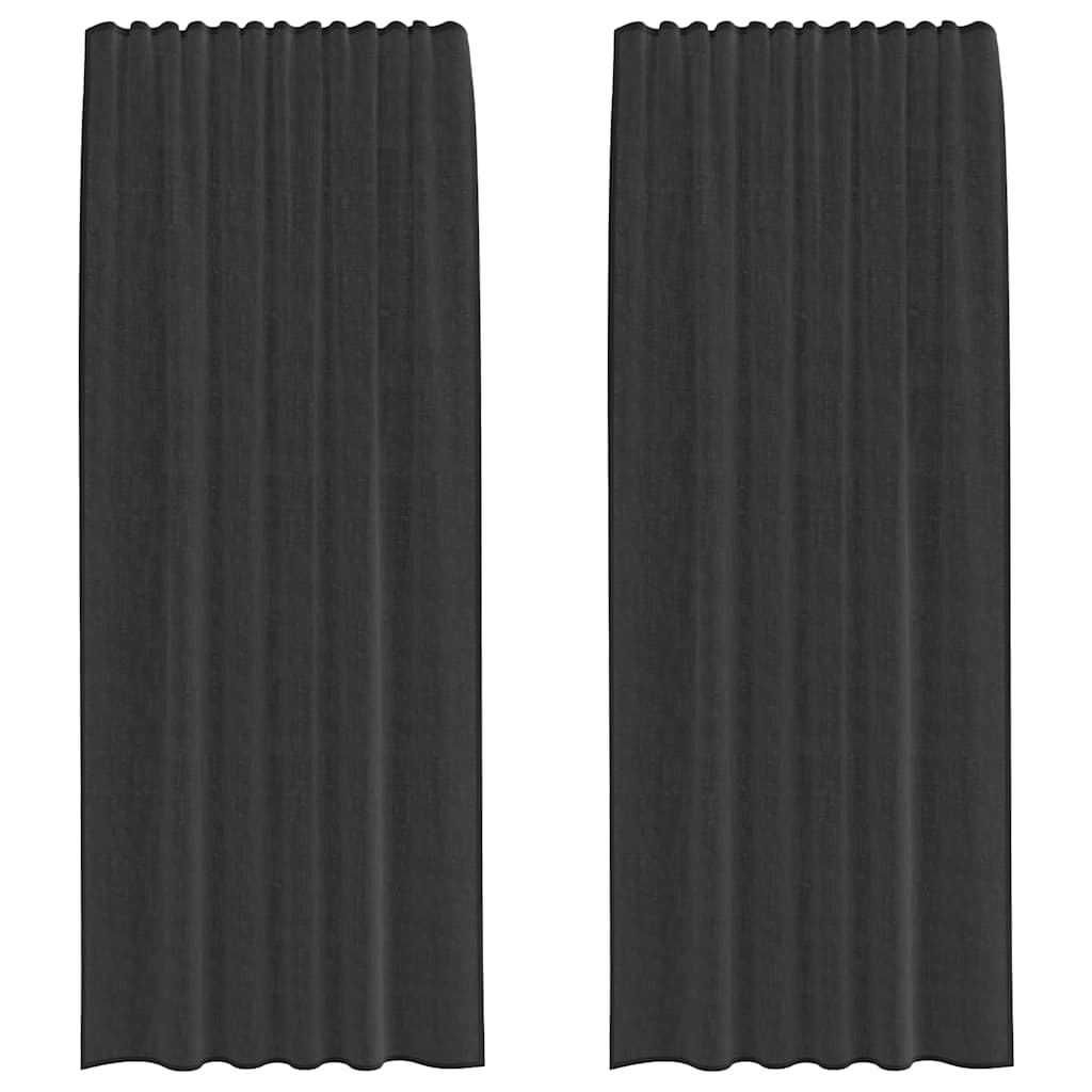 Tende in Voile con Tasche per Aste 2 pz Nero | homemem39