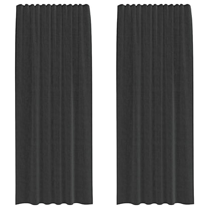 Tende in Voile con Tasche per Aste 2 pz Nero | homemem39