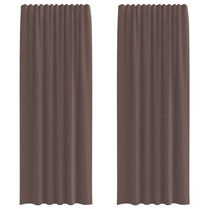 Tende in Voile con Tasche per Aste 2 pz Marrone