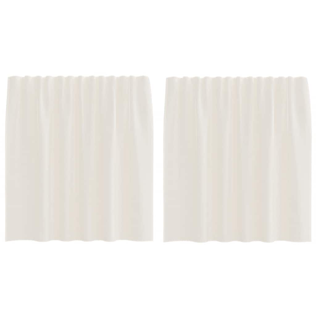 Tende in Voile con Tasche per Aste 2 pz Crema
