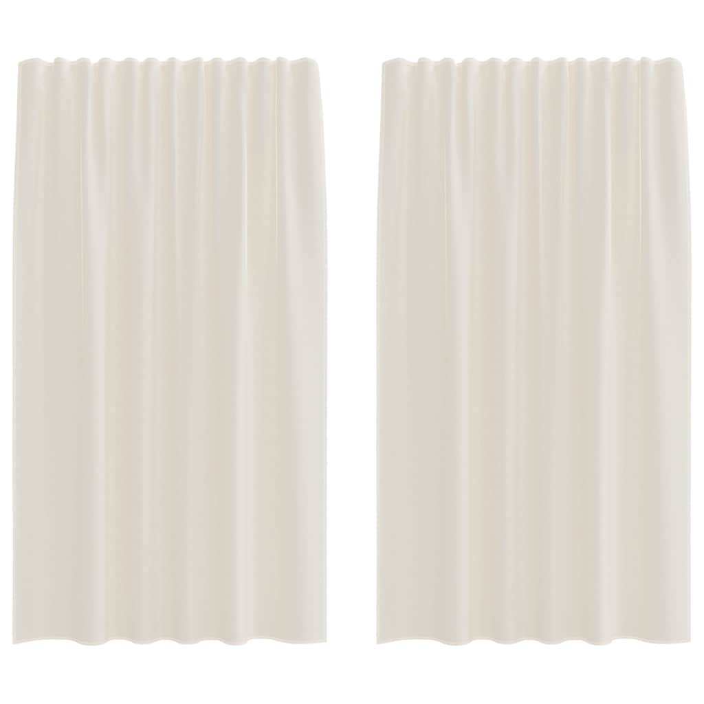 Tende in Voile con Tasche per Aste 2 pz Crema | homemem39