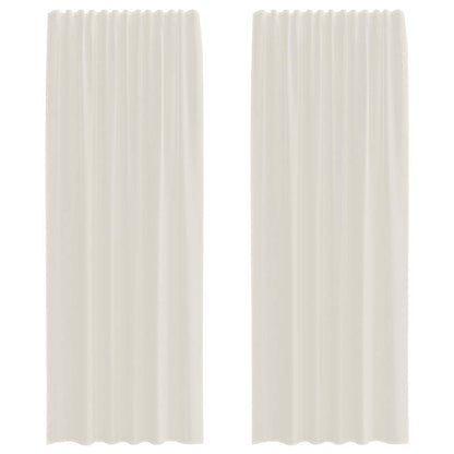 Tende in Voile con Tasche per Aste 2 pz Crema | homemem39