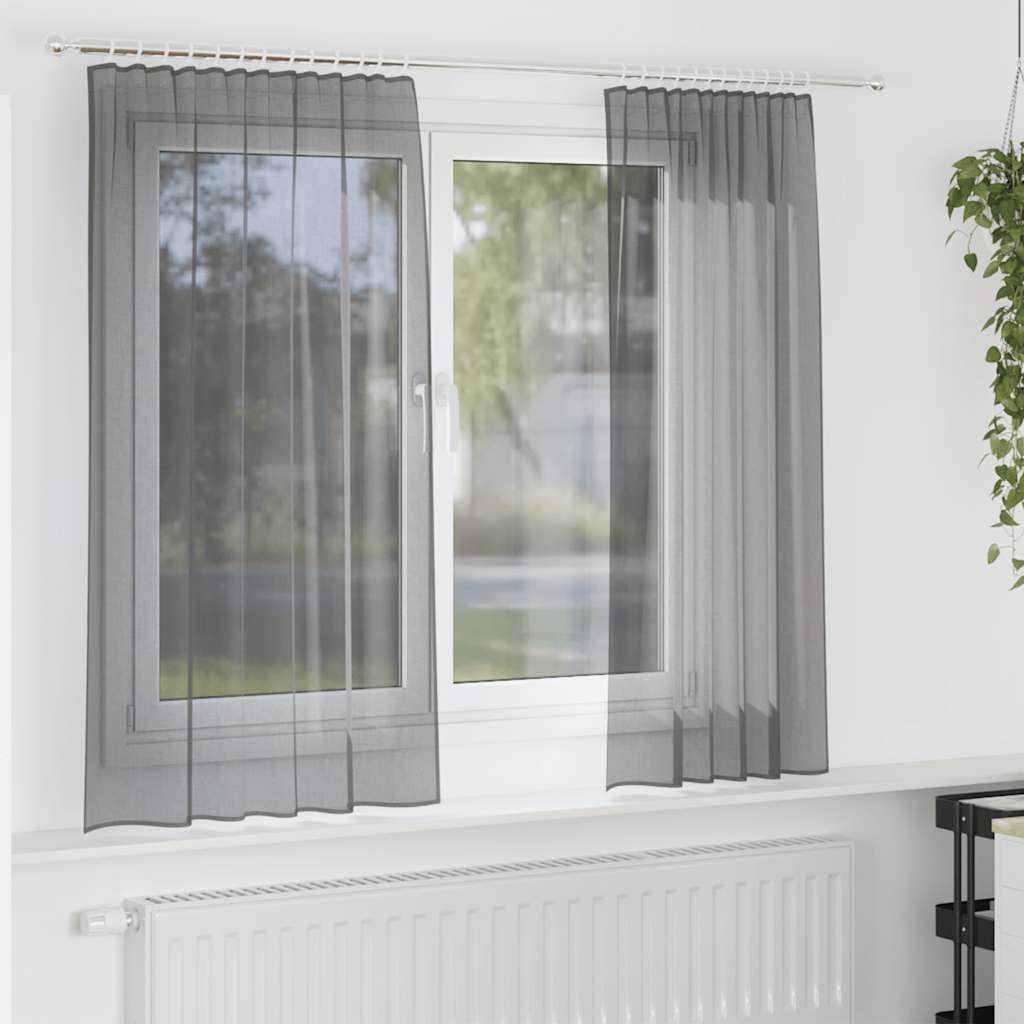 Tende in Voile con Tasche per Aste 2 pz Grigio Scuro | homemem39