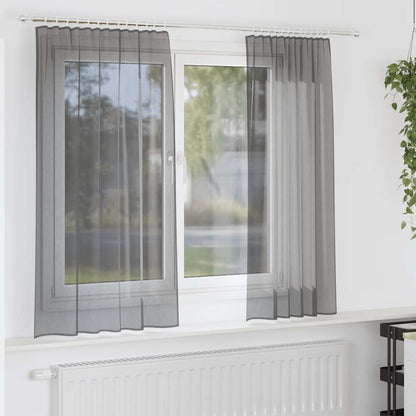 Tende in Voile con Tasche per Aste 2 pz Grigio Scuro | homemem39