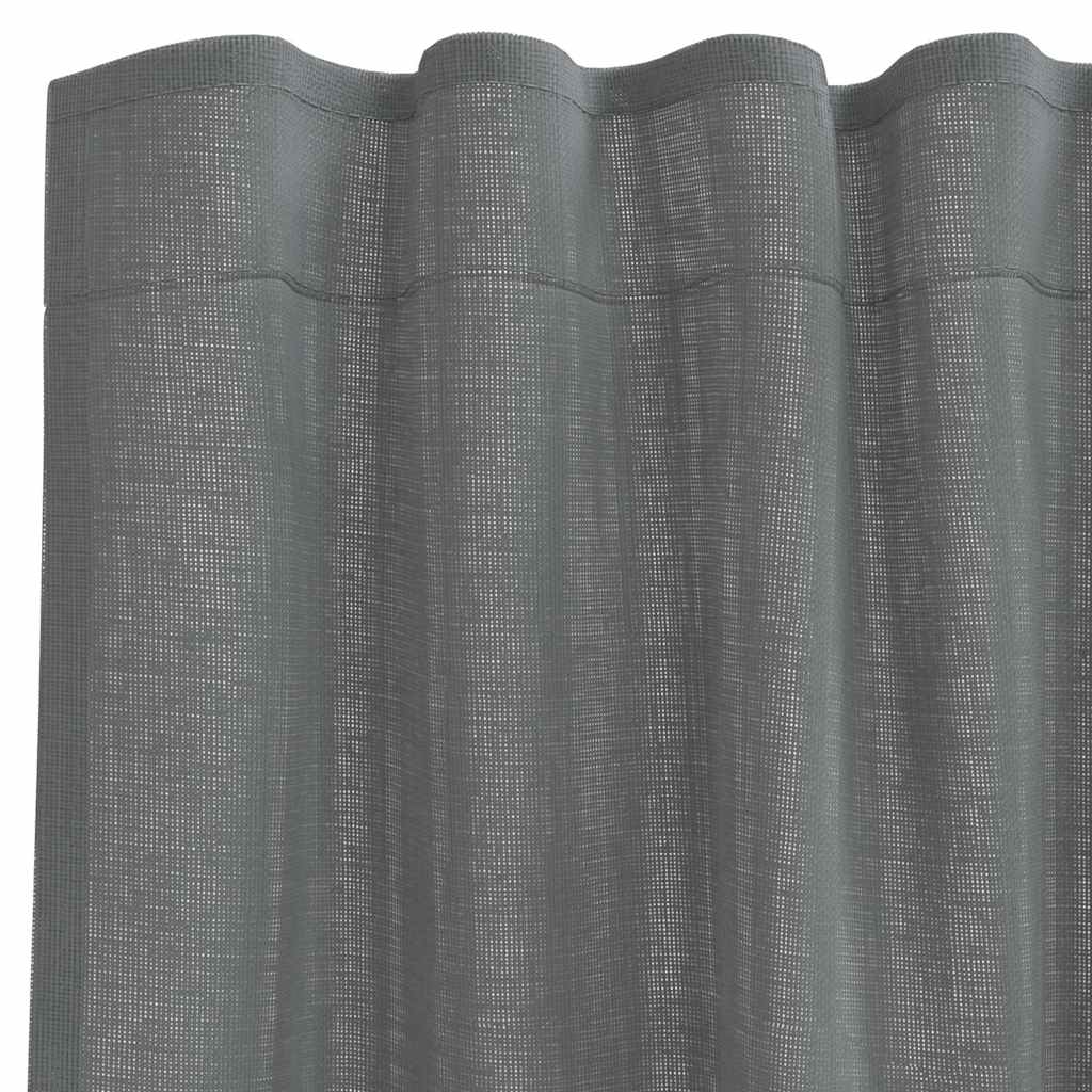 Tende in Voile con Tasche per Aste 2 pz Grigio Scuro