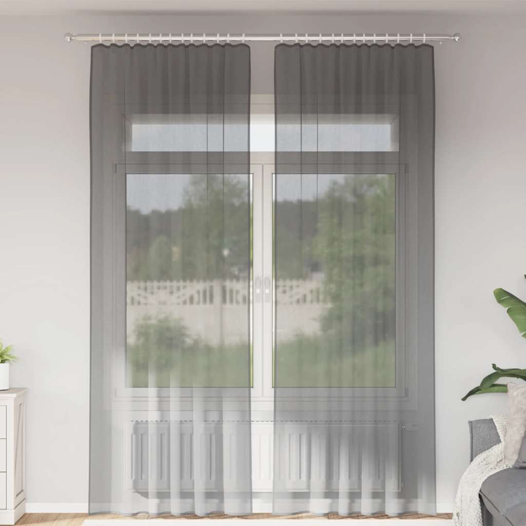 Tende in Voile con Tasche per Aste 2 pz Grigio Scuro | homemem39