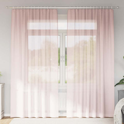 Tende in Voile con Tasche per Aste 2 pz Rosa Chiaro | homemem39