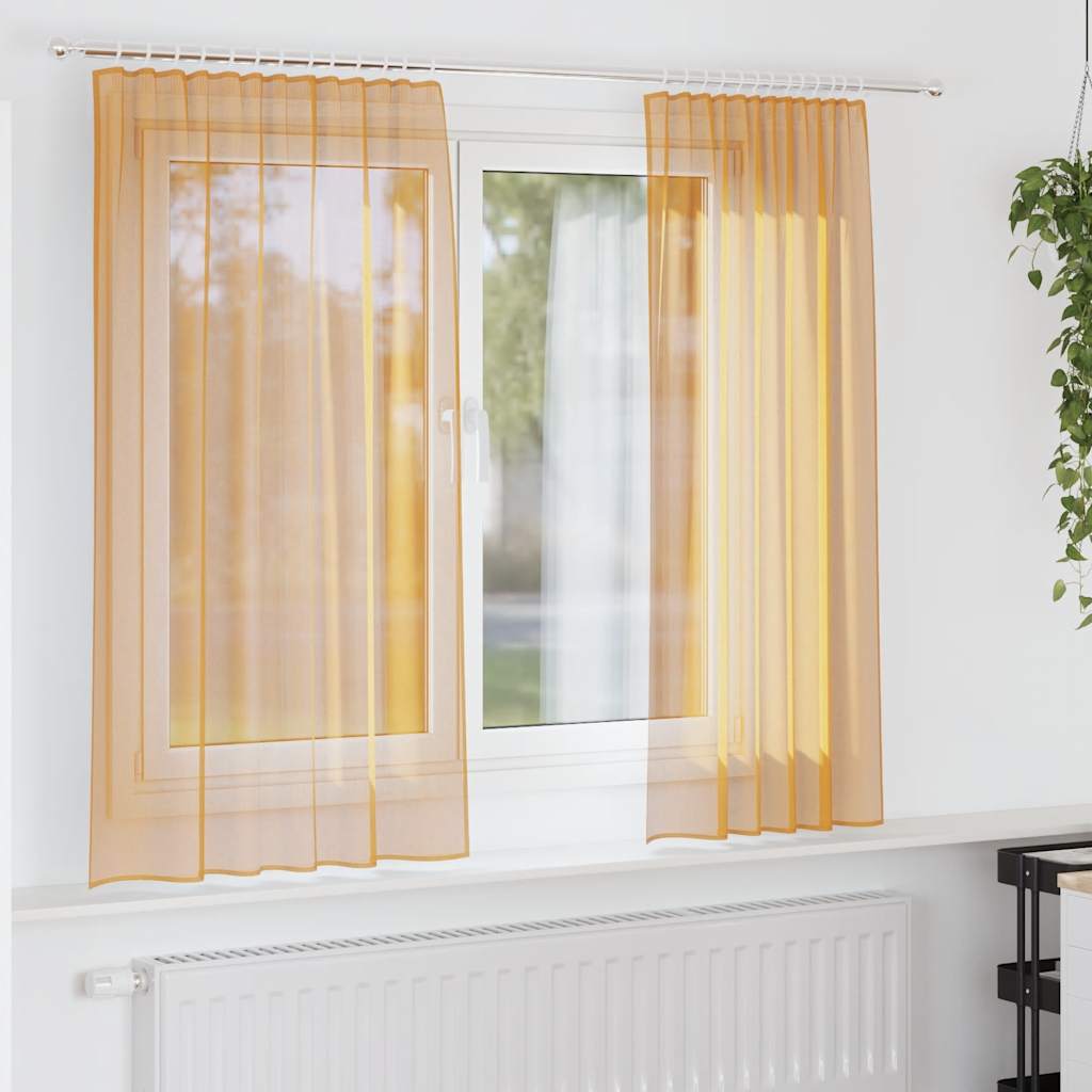 Tende in Voile con Tasche per Aste 2 pz Arancio | homemem39