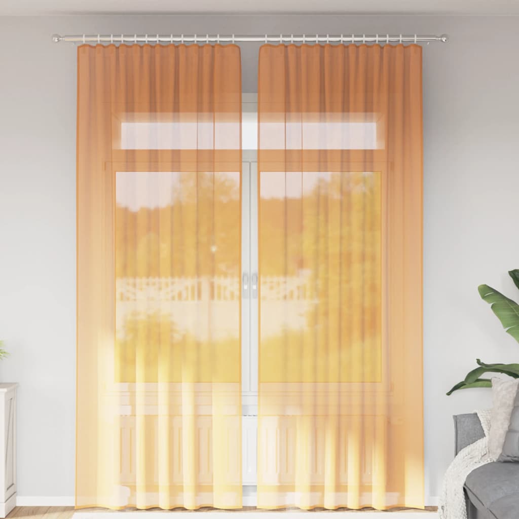 Tende in Voile con Tasche per Aste 2 pz Arancio | homemem39
