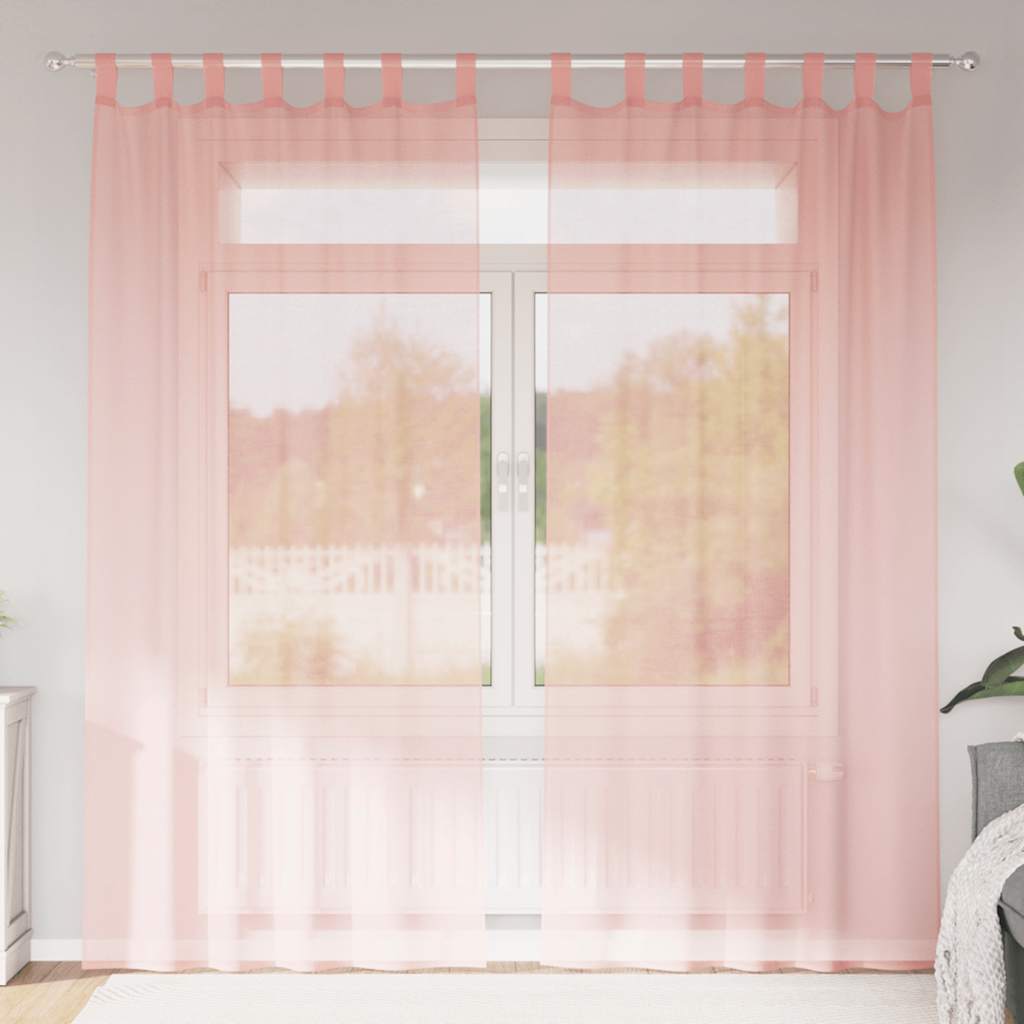 Tende in Voile con Tasche per Aste 2 pz Rosa | homemem39