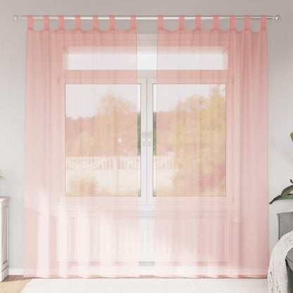 Tende in Voile con Tasche per Aste 2 pz Rosa | homemem39