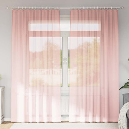 Tende in Voile con Tasche per Aste 2 pz Rosa | homemem39
