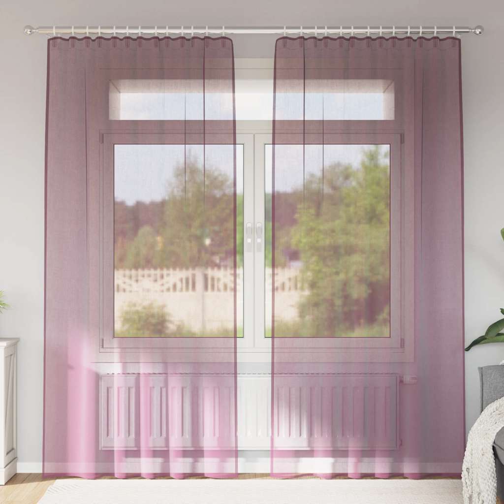 Tende in Voile con Tasche per Aste 2 pz Viola | homemem39