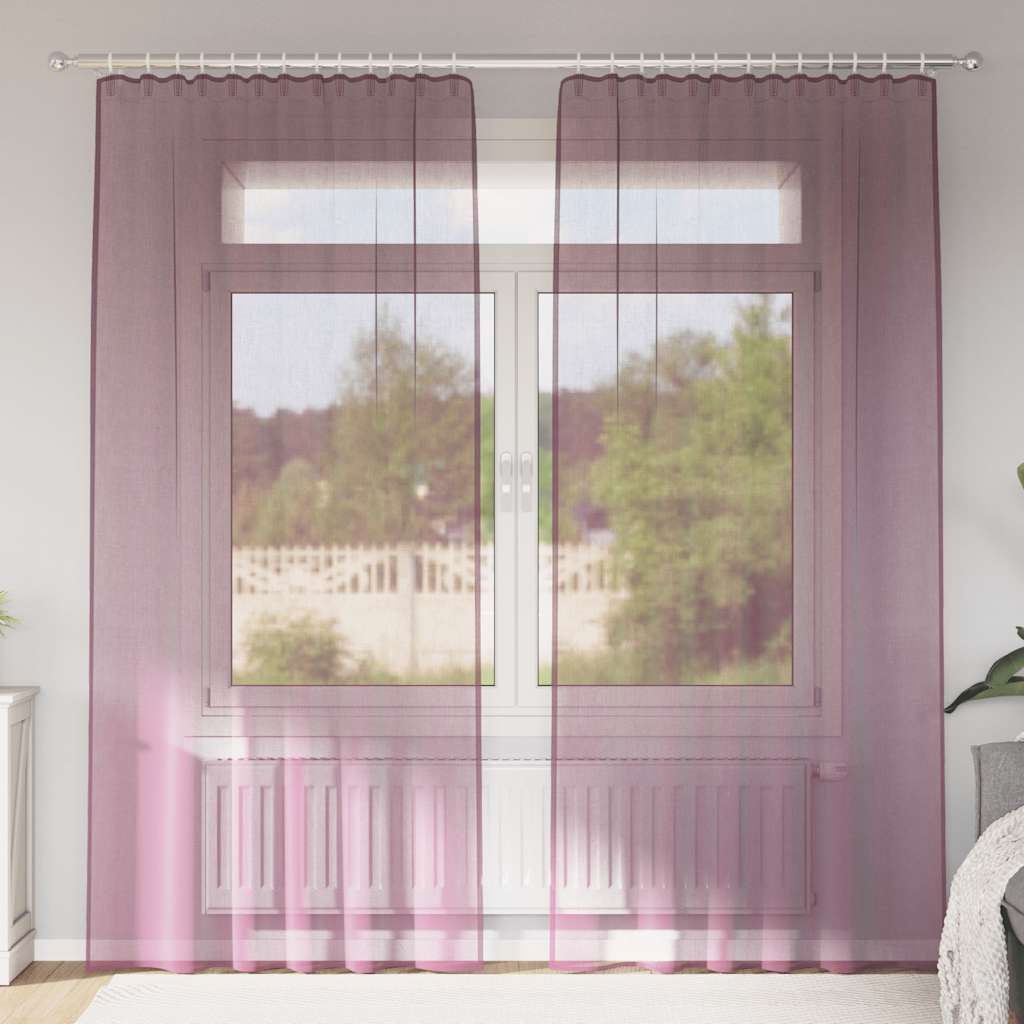 Tende in Voile con Tasche per Aste 2 pz Viola | homemem39