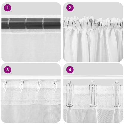 Tende in Voile con Tasche per Aste 2 pz Grigio Chiaro